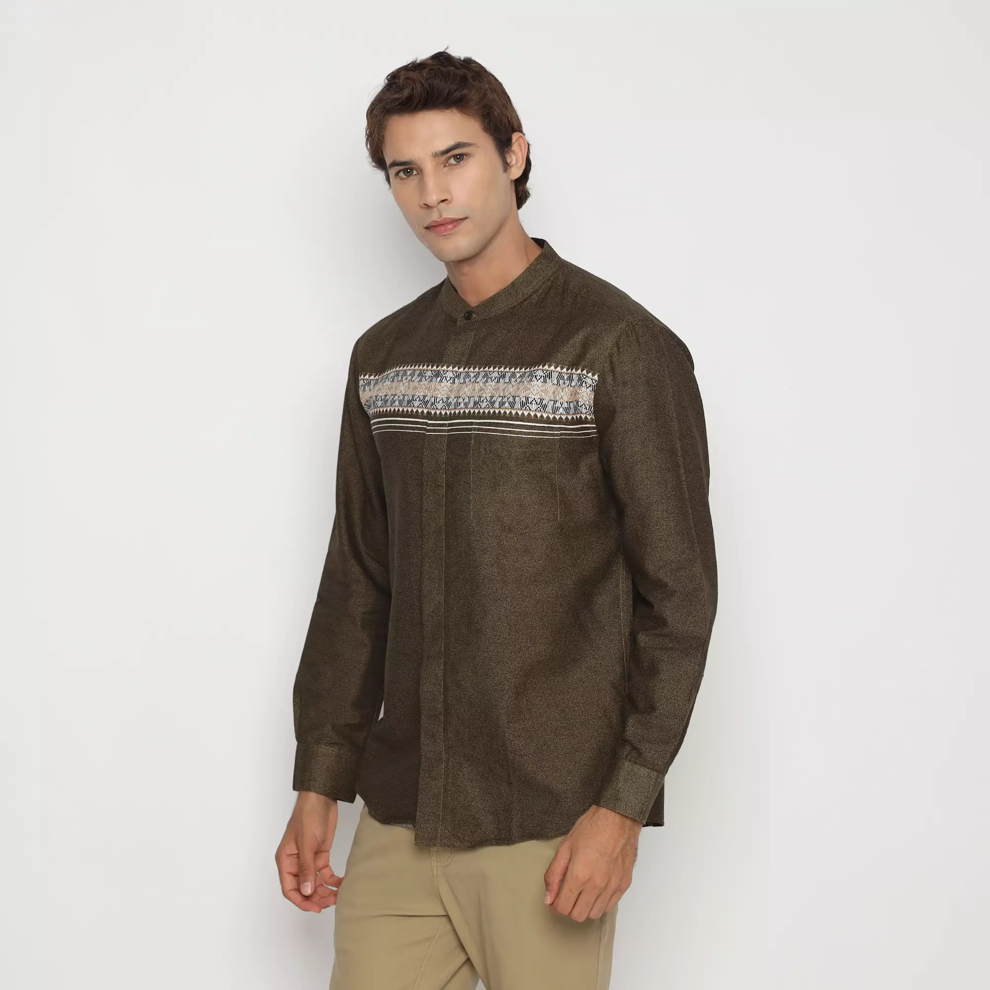 Platini Kemeja Koko Pria Lengan Panjang Katun Coklat 961190