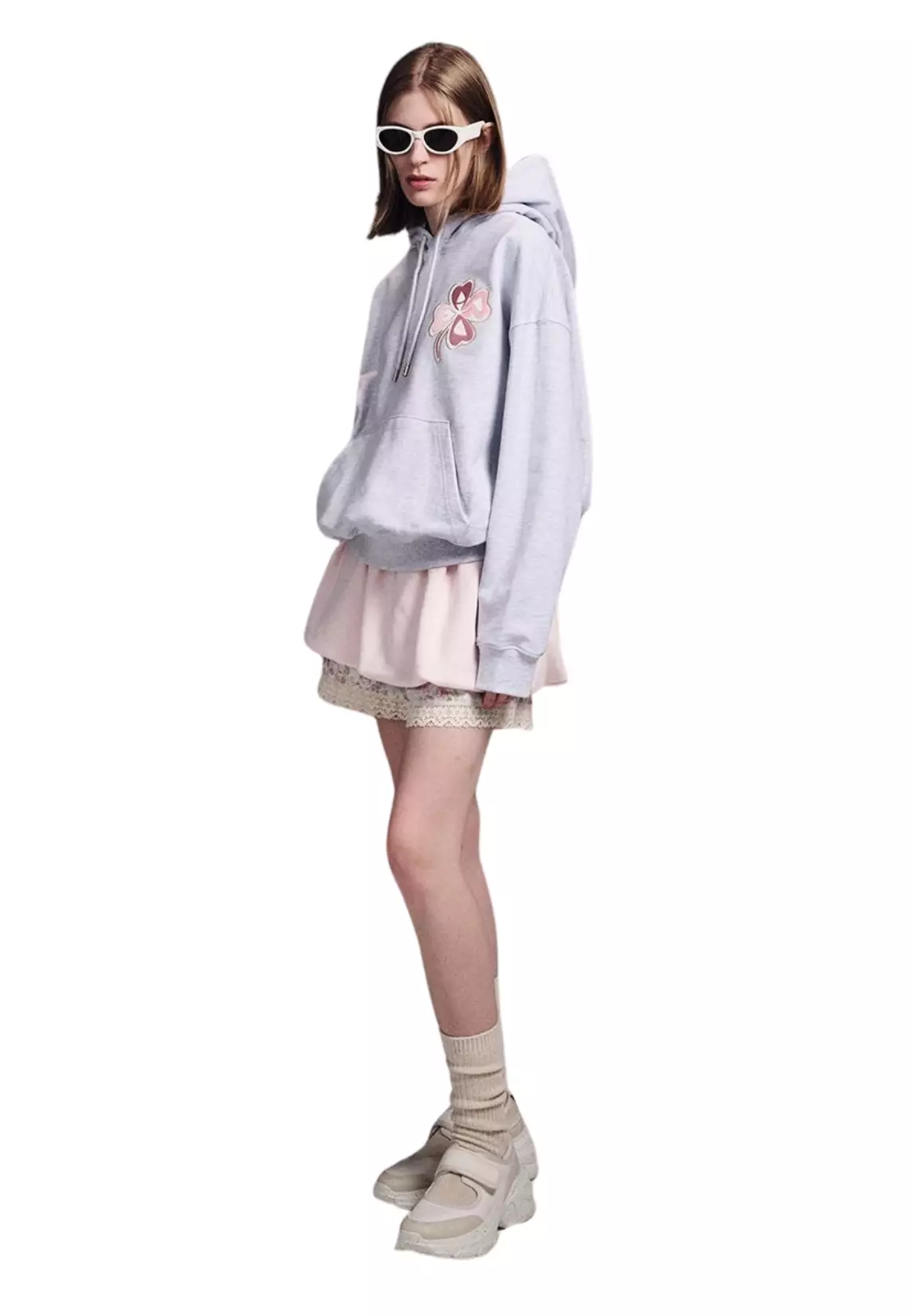 Hoody Clovermardi Satin - Heather Pink