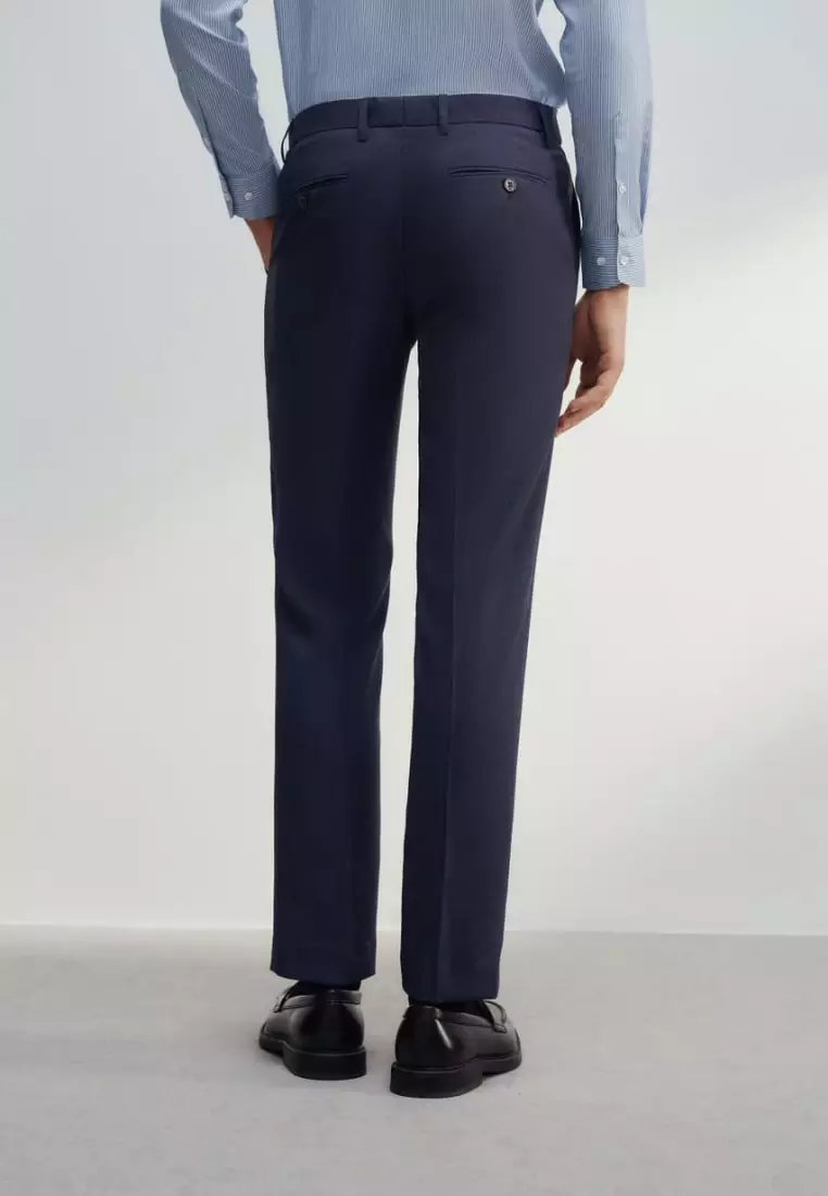 Teflon Smart Fit Twill Suit Pants with Elastic Waist Band