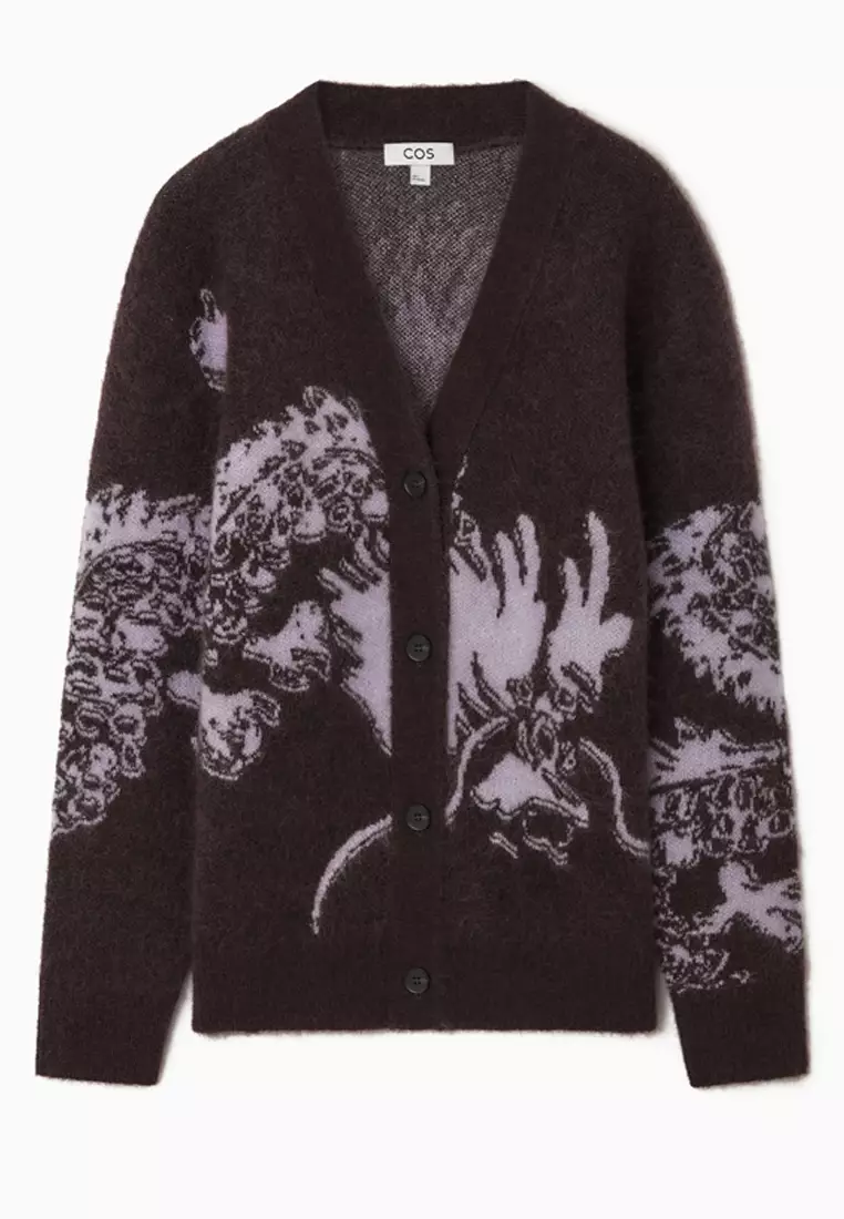 Jacquard Mohair Mix Cardigan YELLOW GRADIENT JACQUARD KNIT