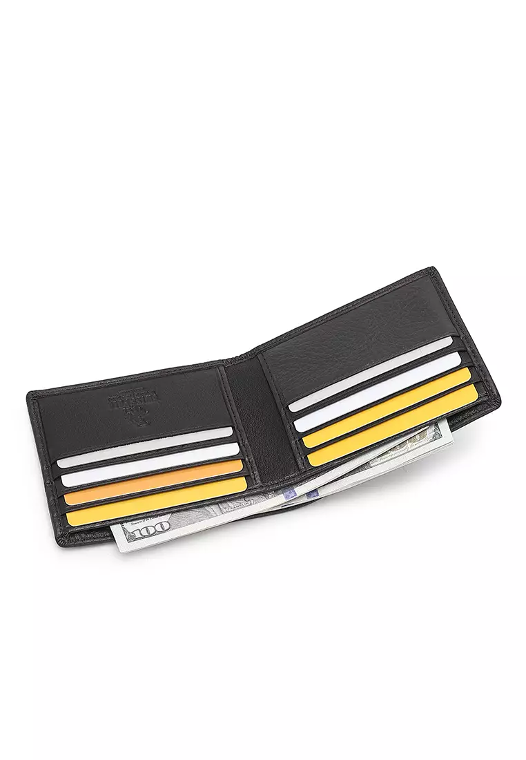 Genuine Leather RFID Short Wallet - Black