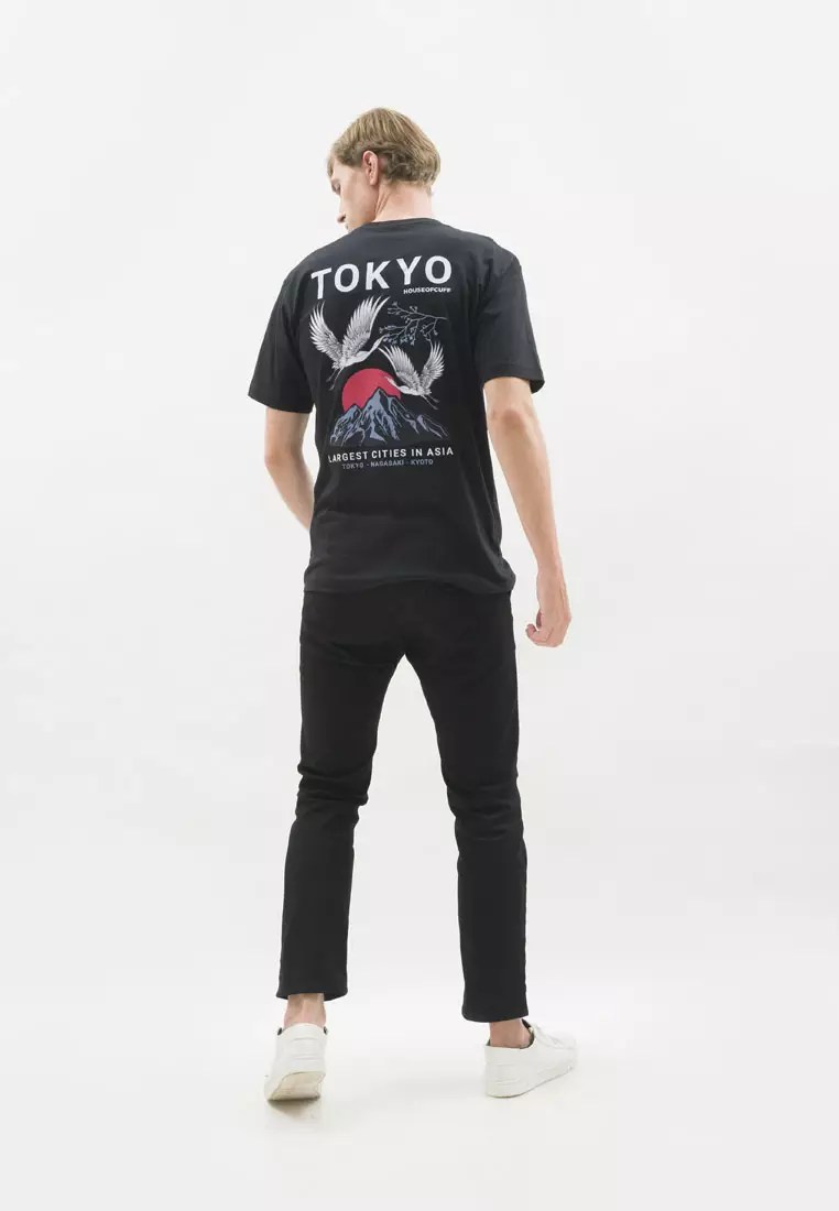 Kaos hitam t shirt polos houseofcuff motif Tokyo City READY HINGGA 4XL
