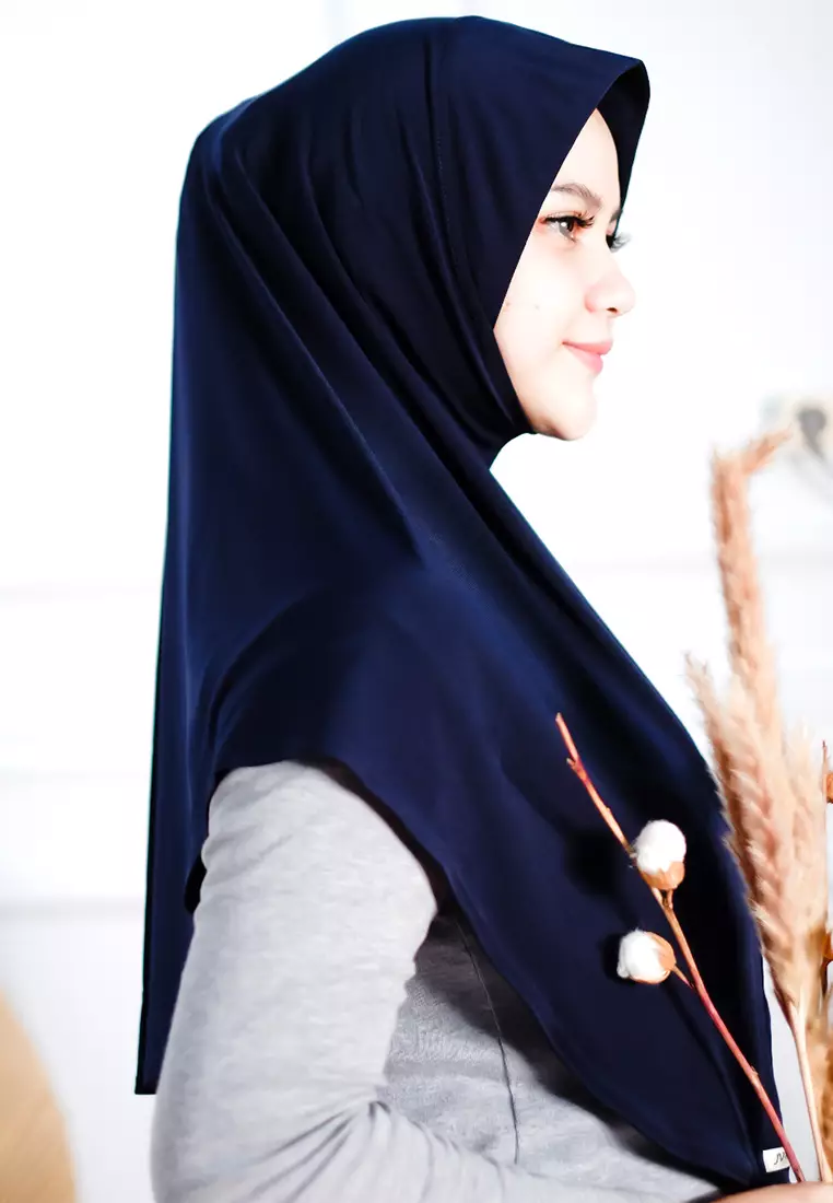 JV Hasanah Bergo Hasanah Soft Pet Jersey Navy | Bergo Pet Luar Panjang Jersey