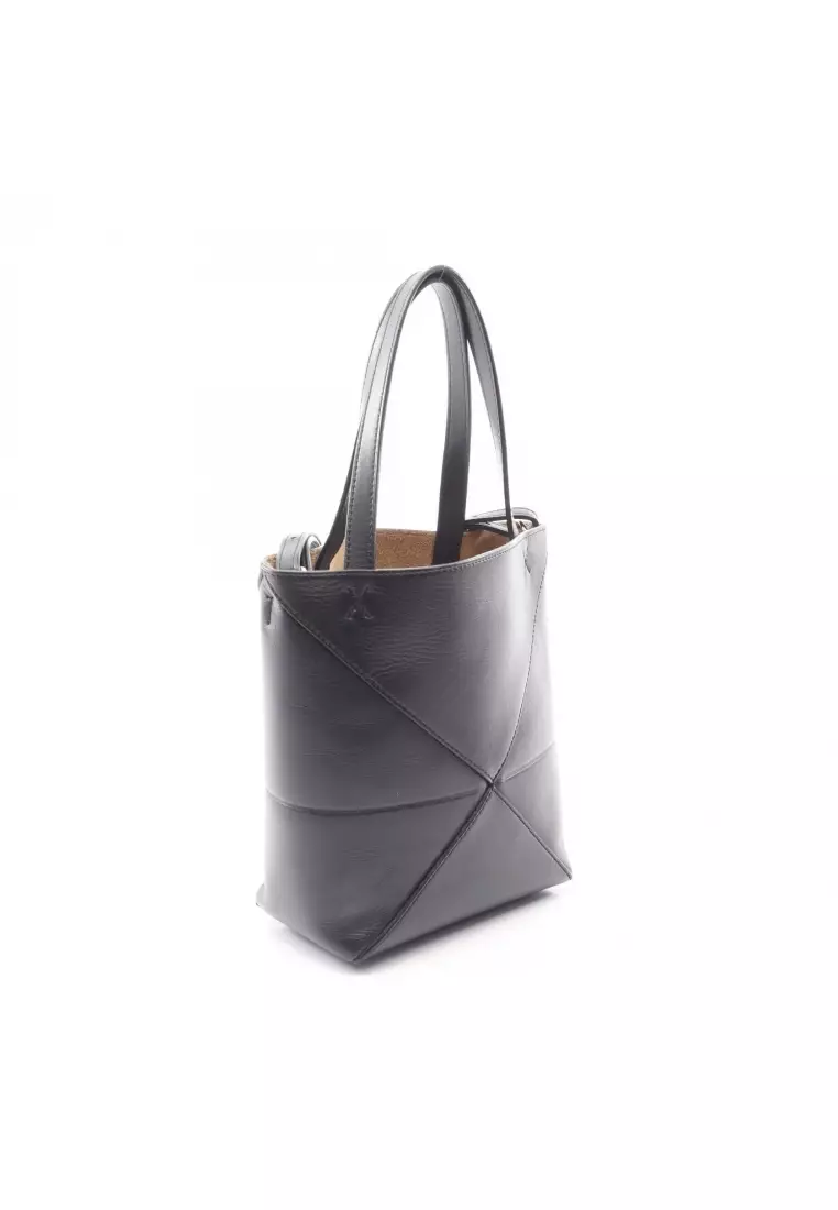 Pre-Loved LOEWE puzzle fold mini 2WAY Handbag leather black