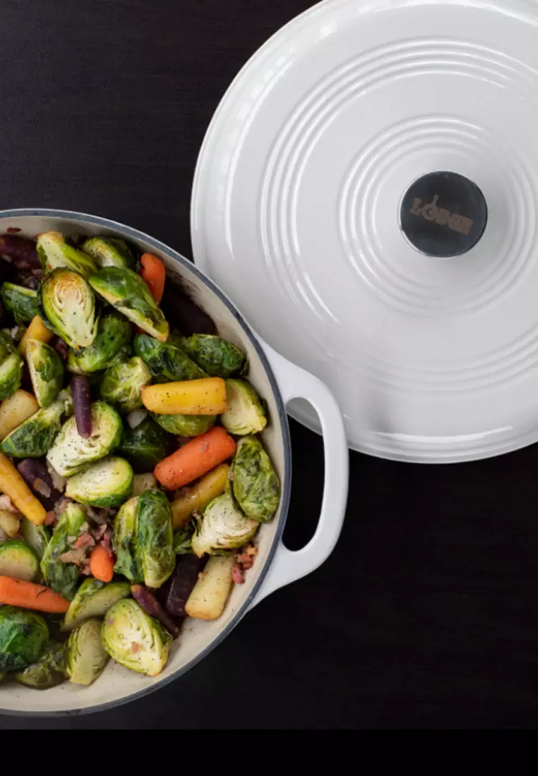 Buy Lodge 6 Quart Enamel Cast Iron Dutch Oven Oyster White 2024 Online