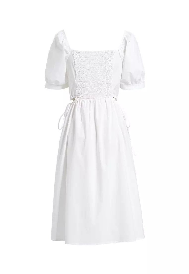 Square Neck Midi Dress with Waist Slits