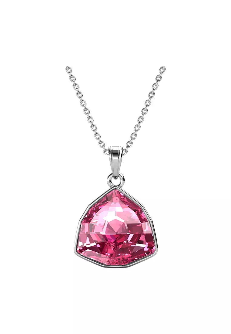Crystal Pyramid Pendant Rose WG - Kalung Crystal Swarovski by Her Jewellery