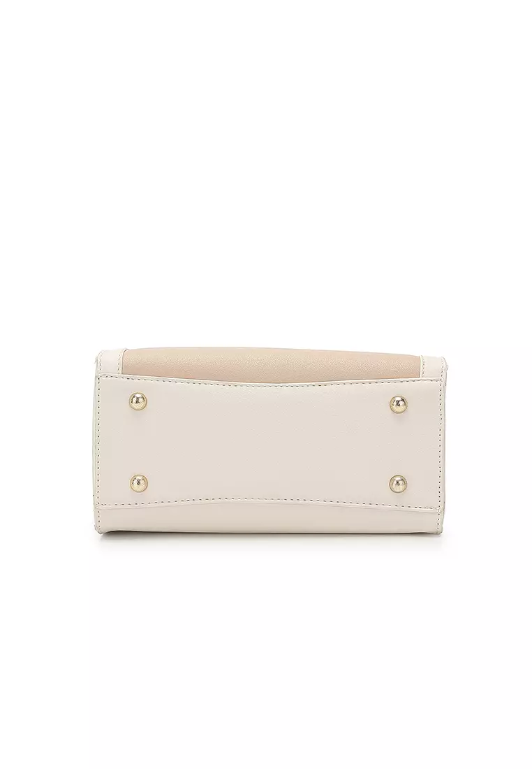 Women's 2-In-1 Top Handle Bag & Zipper Purse (2-in-1 Tas Tangan Wanita & RFID Dompet Wanita) - Krem