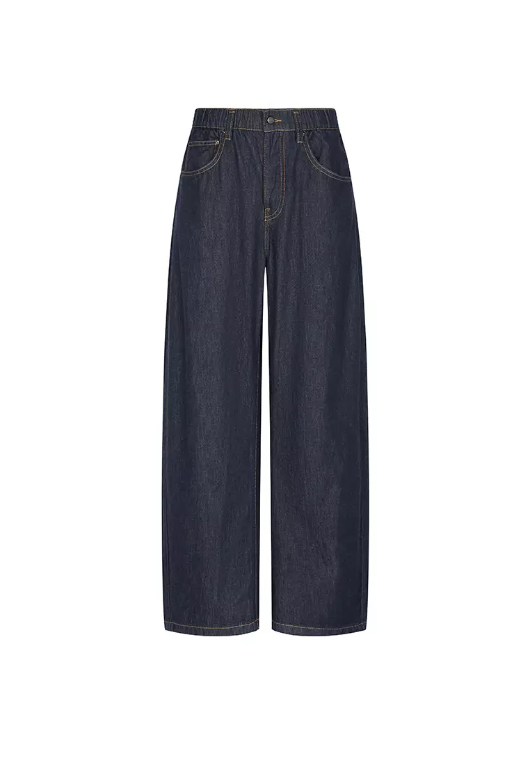 Banana Fit Drawstring Cuffed Denim Extra-Long Pants