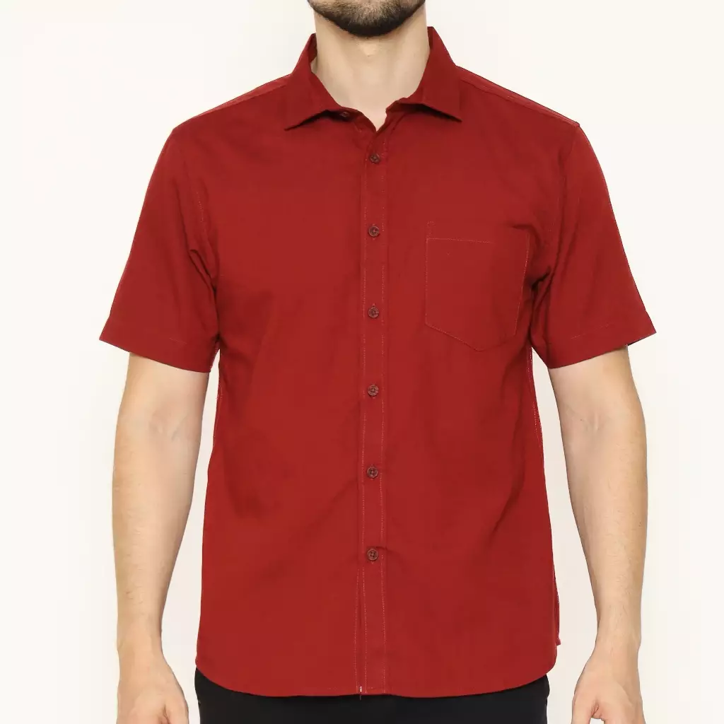 AMK Kemeja Pria Lengan Pendek SHS Fidel S/S Maroon