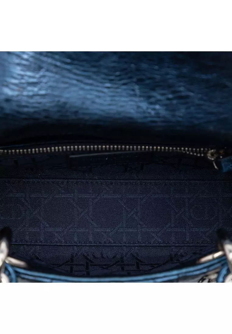 Pre-Loved Dior Mini Metallic Calfskin Cannage Lady Dior