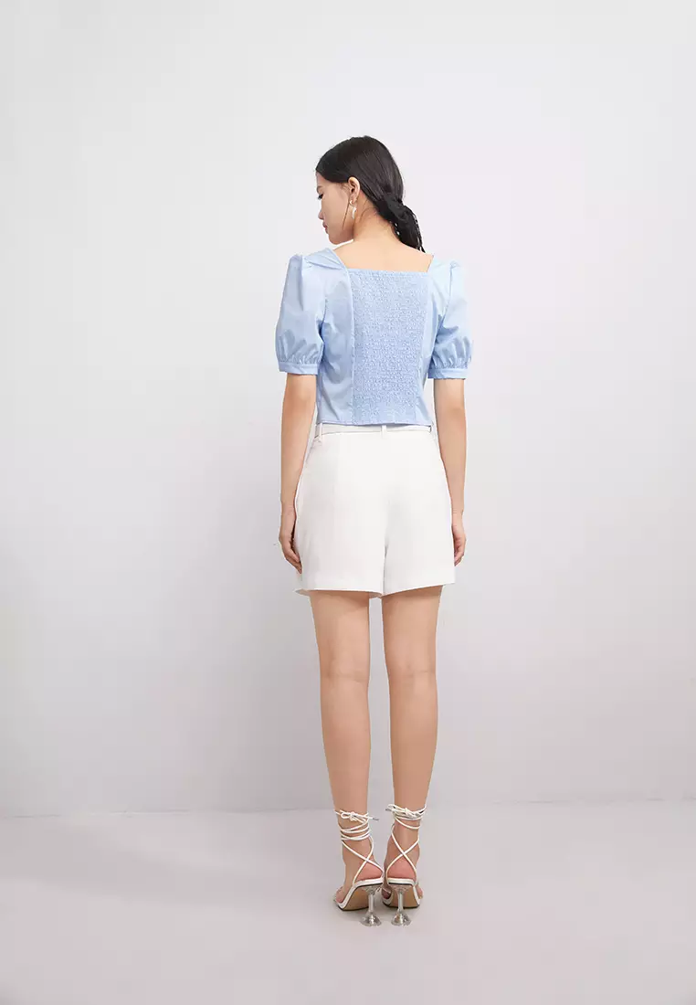 Square Collar Cropped Blouse