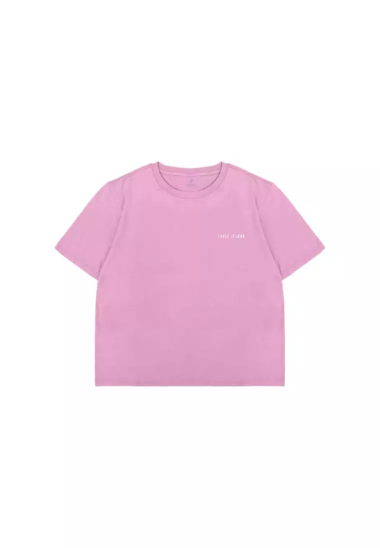 3Second Women's Basic T-Shirt Short Sleeve Regular Fit Cotton Logo Script 1 OL-C010925