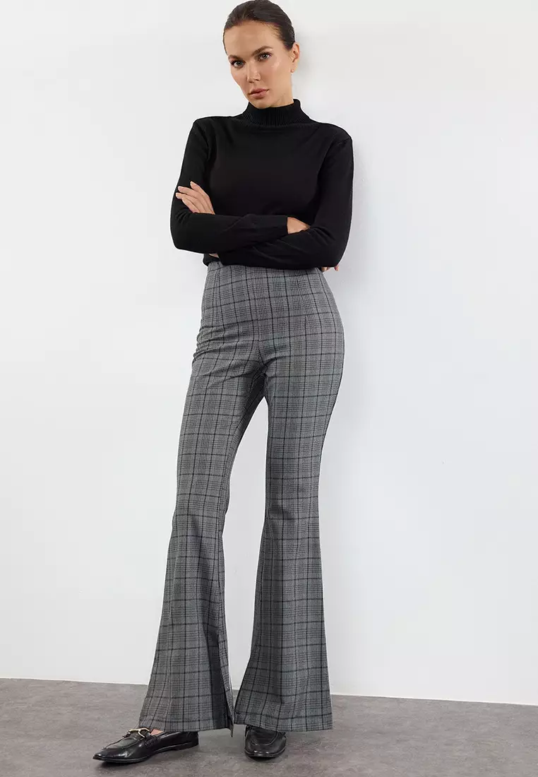 Plaid Checkered High Waist Trousers