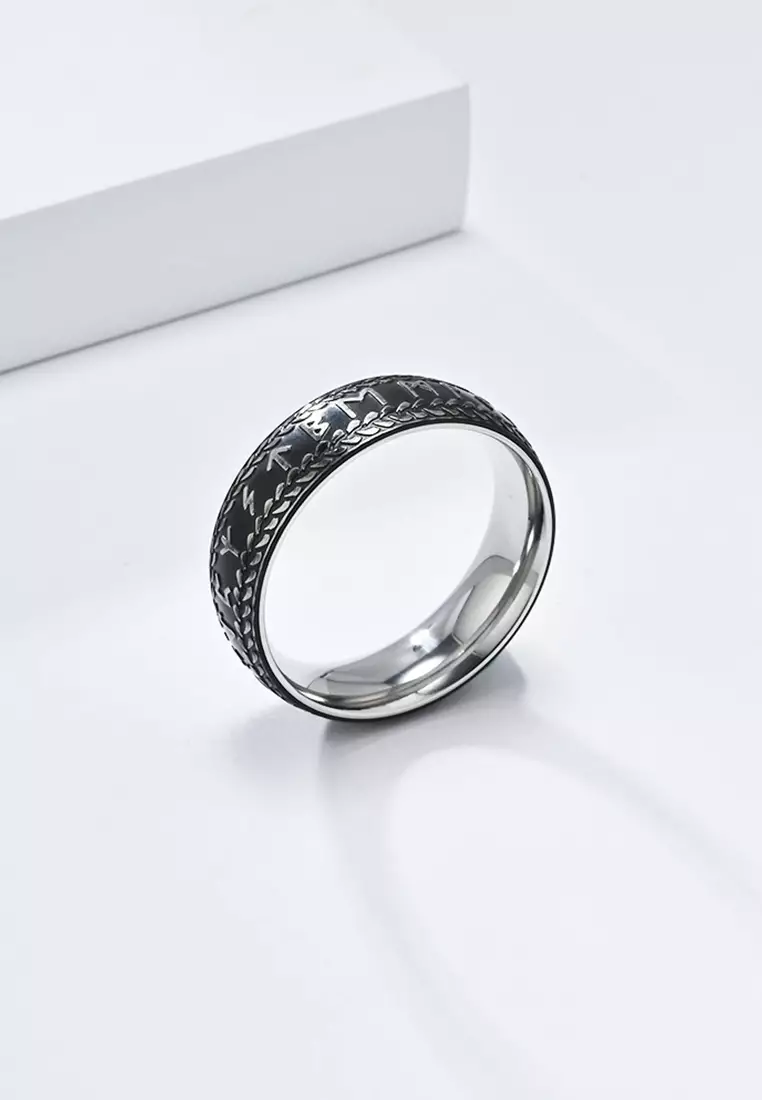 Titanium Steel Runes Ring JW QF-JZ980