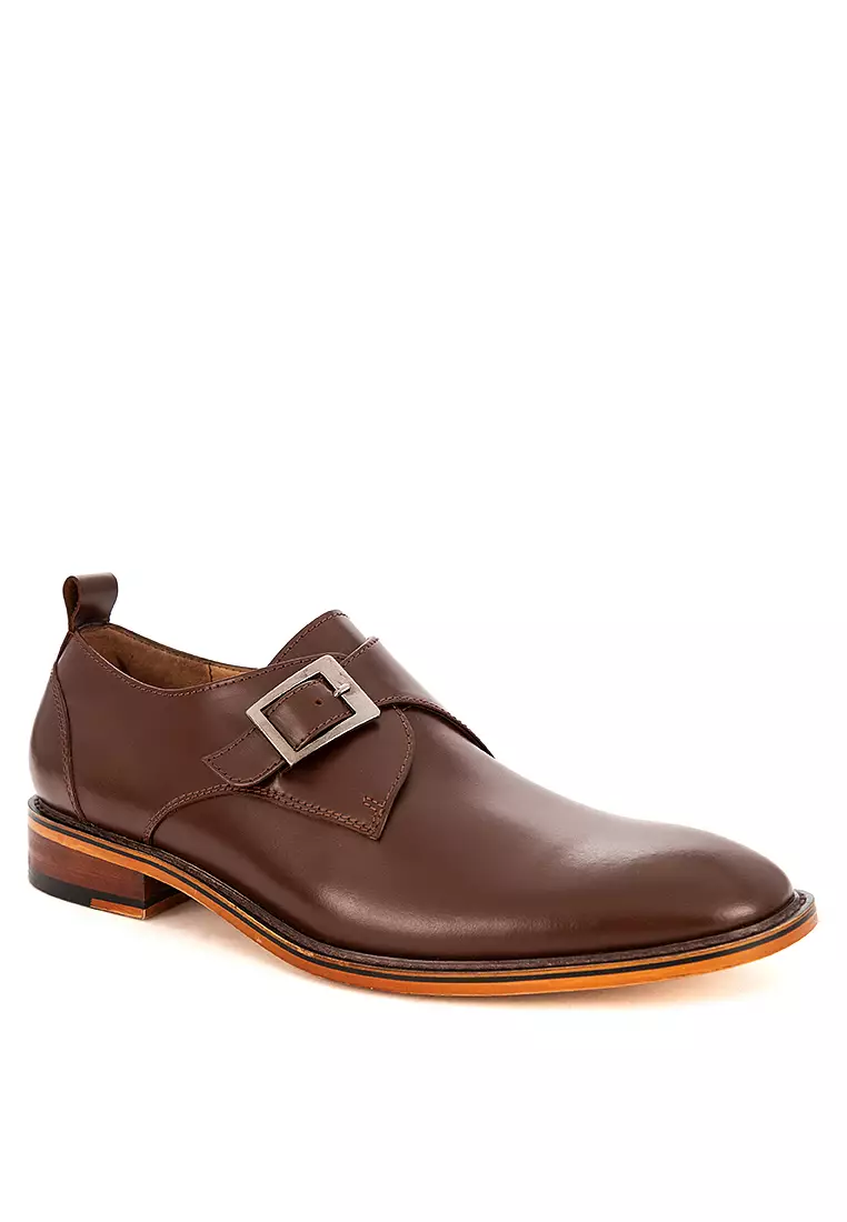 Discount on Bristol Shoes  shoes - SKU: Fritz Brown Single Monk Strap Shoes