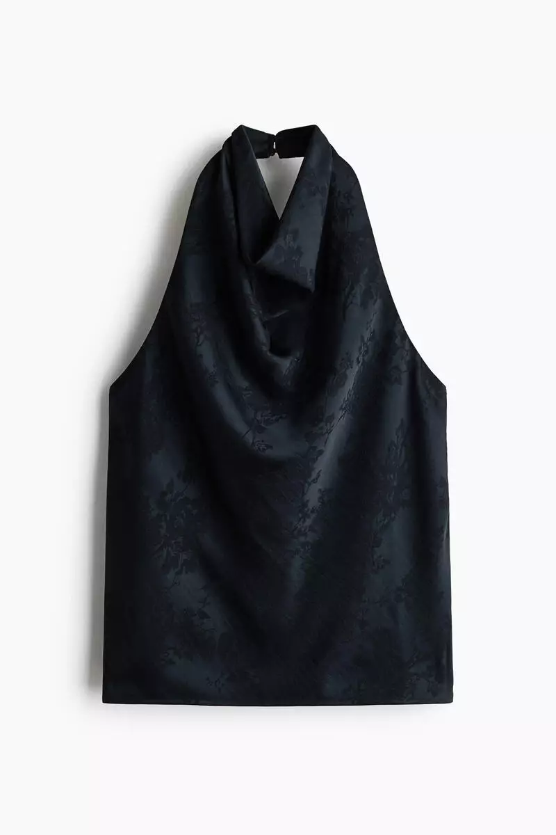 Cowl-neck halterneck top