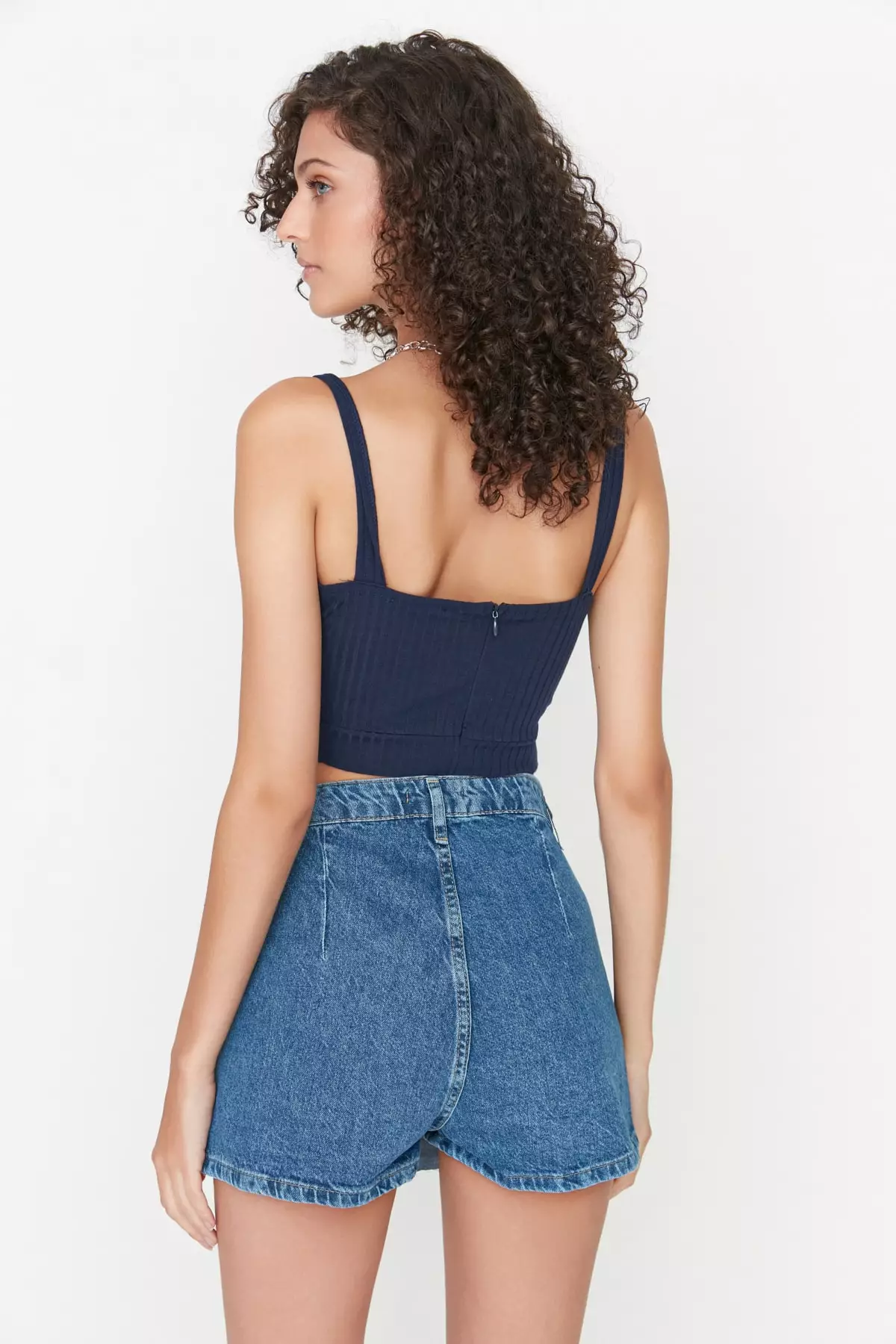 Pleated Denim Skort