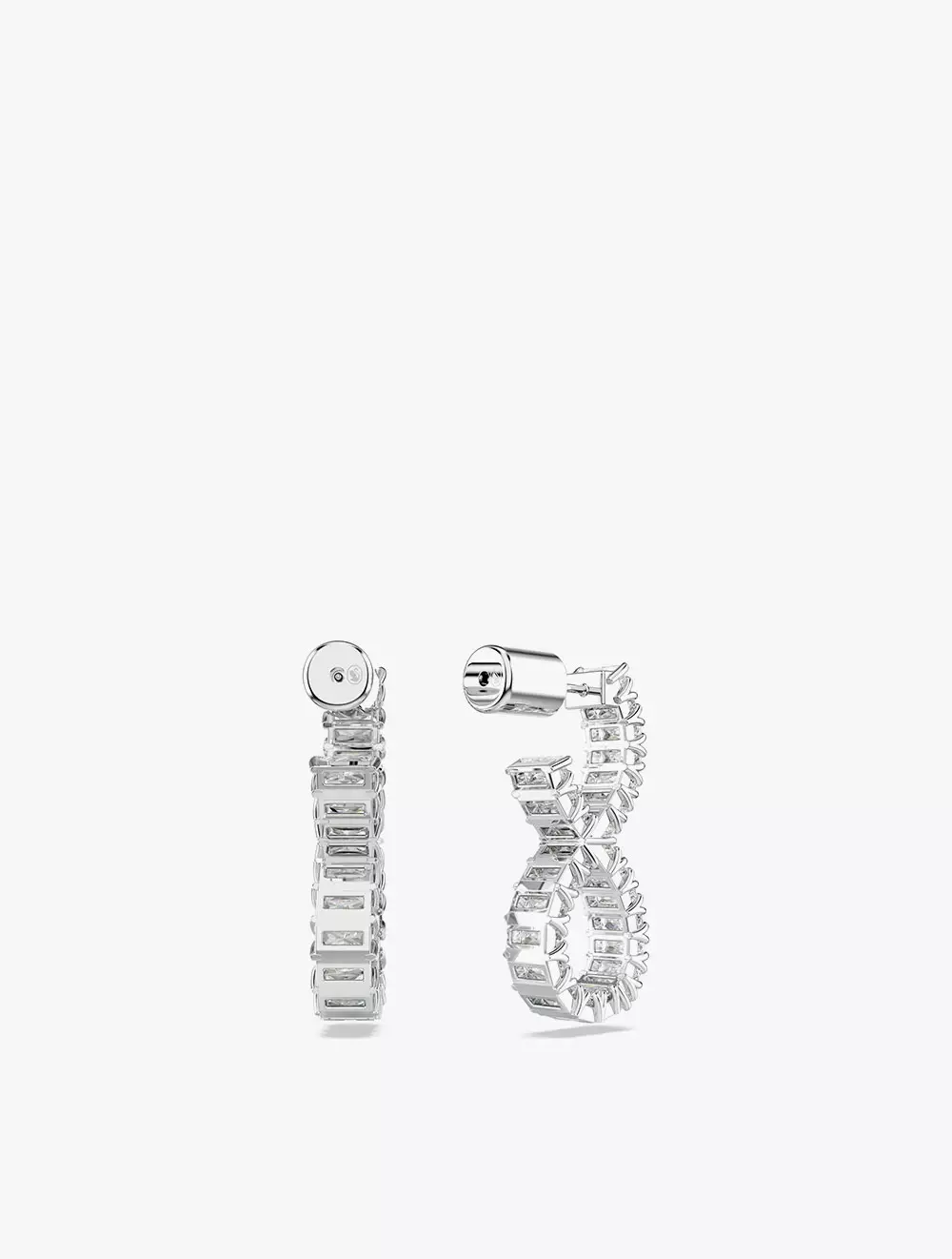 Hyperbola Hoop Earrings, Infinity, White, Rhodium Plated - White