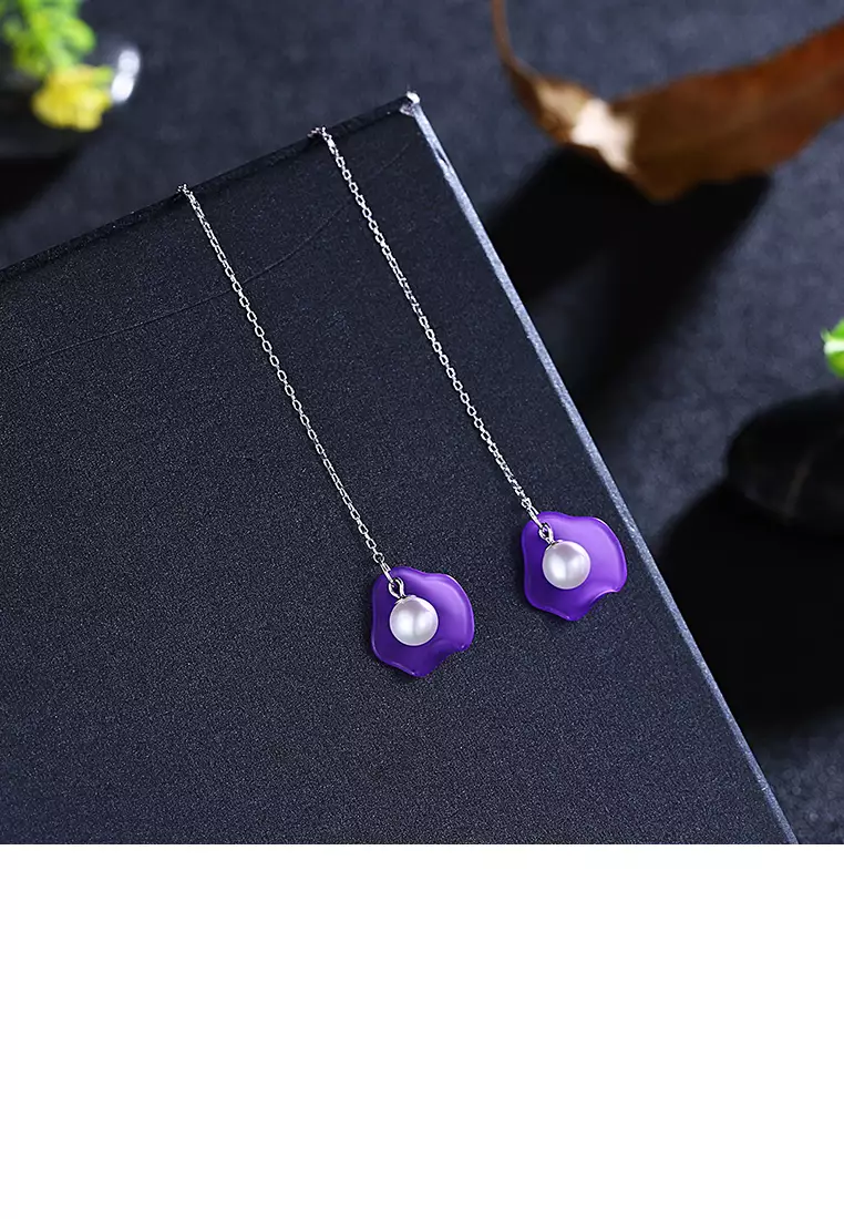 Purple long on sale earrings