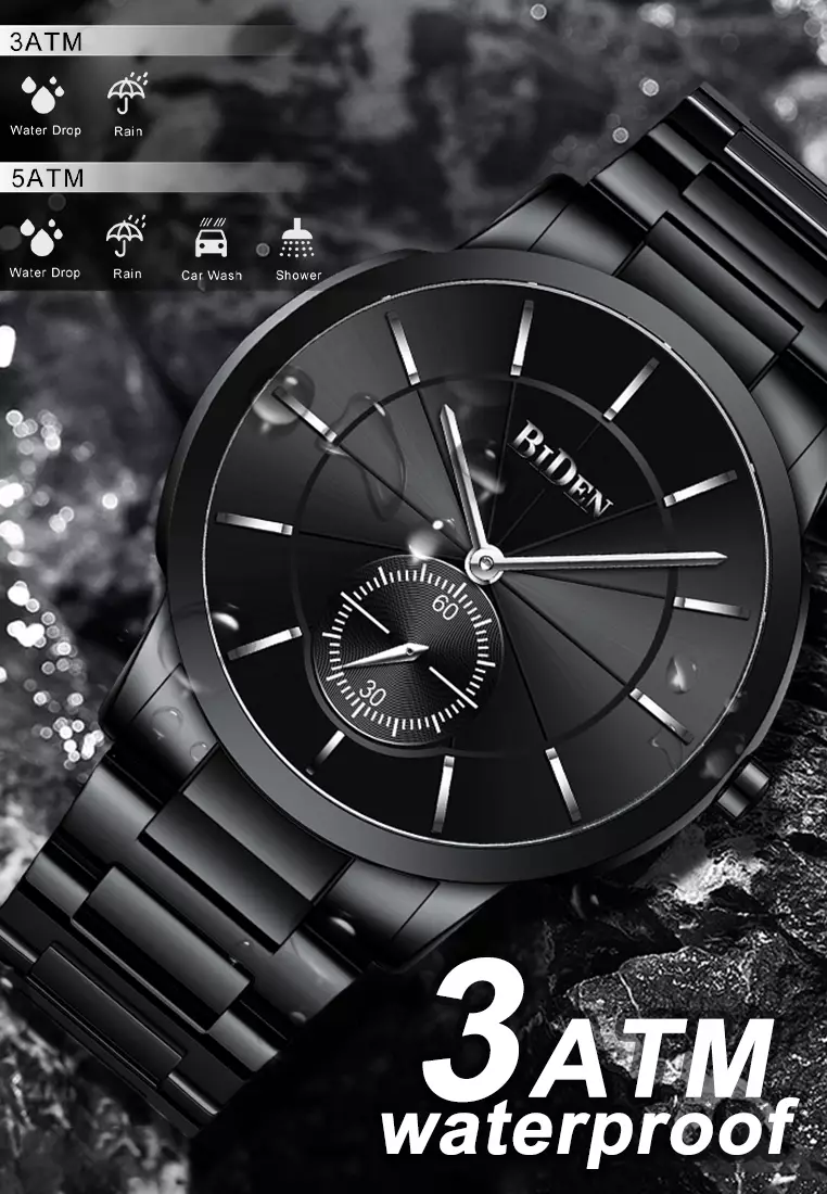 jam tangan pria Display Kuarsa Tahan Air Jam Pria 3ATM Anti Air dengan gelang