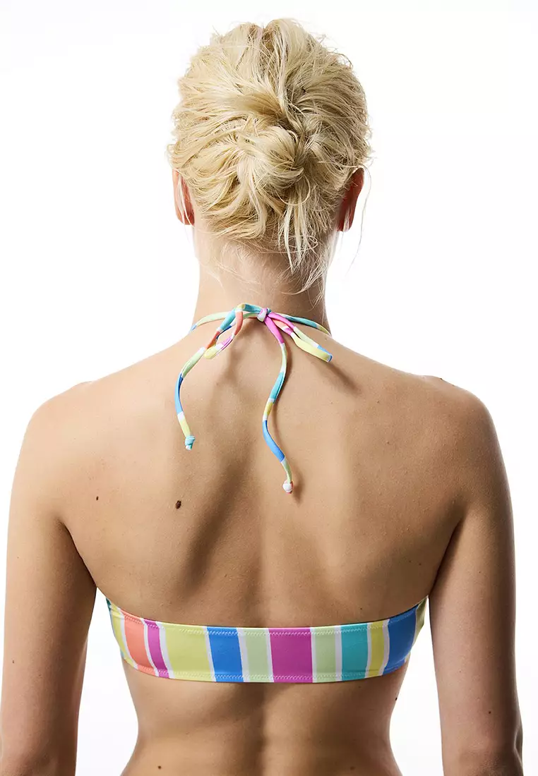 Donna Reverse Striped V Cut Bikini Top