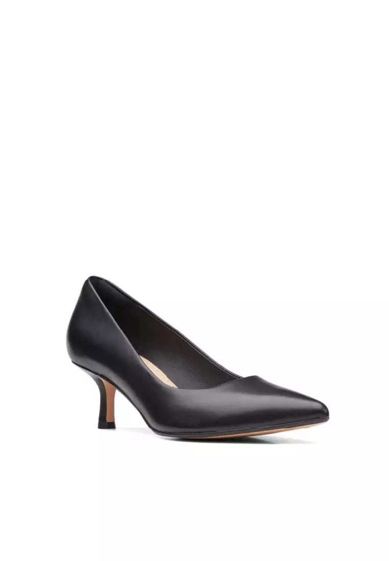 CLARKS Violet55 Rae Black Leather Womens Dress Shoes