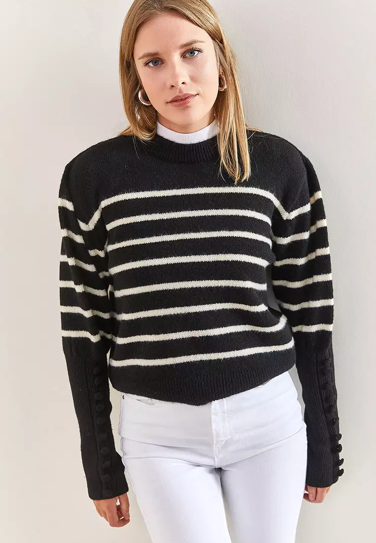 Striped Knitwear Sweater with Cufflinks