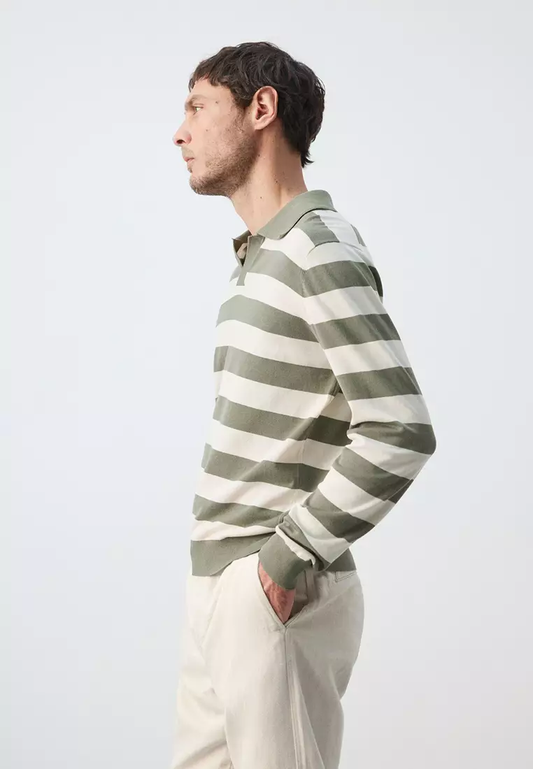 100% Cotton Fine Knit Polo Sweater