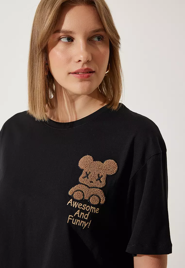 Cotton Embroidery Crop T-Shirt