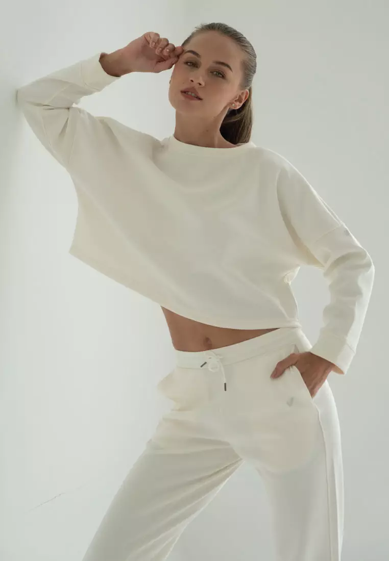 Loraine Long Sleeve Crop Top - Blanc