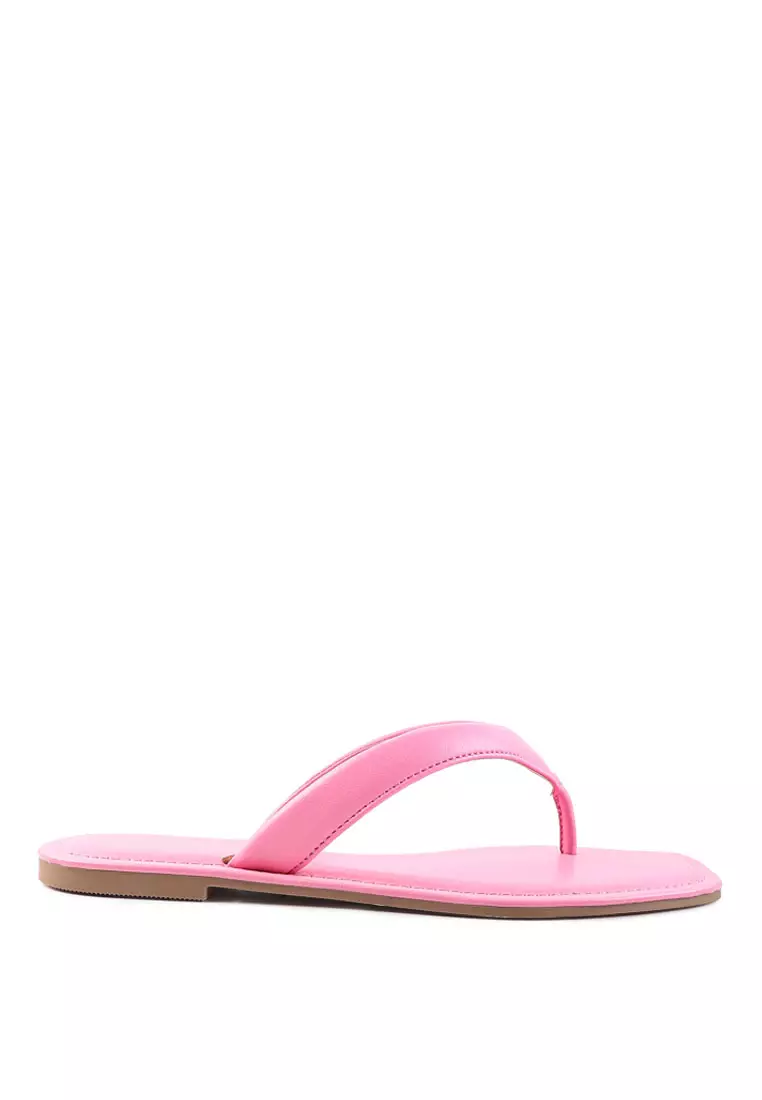 Discount on London Rag  shoes - SKU: Pink Square Toe Thong Flats