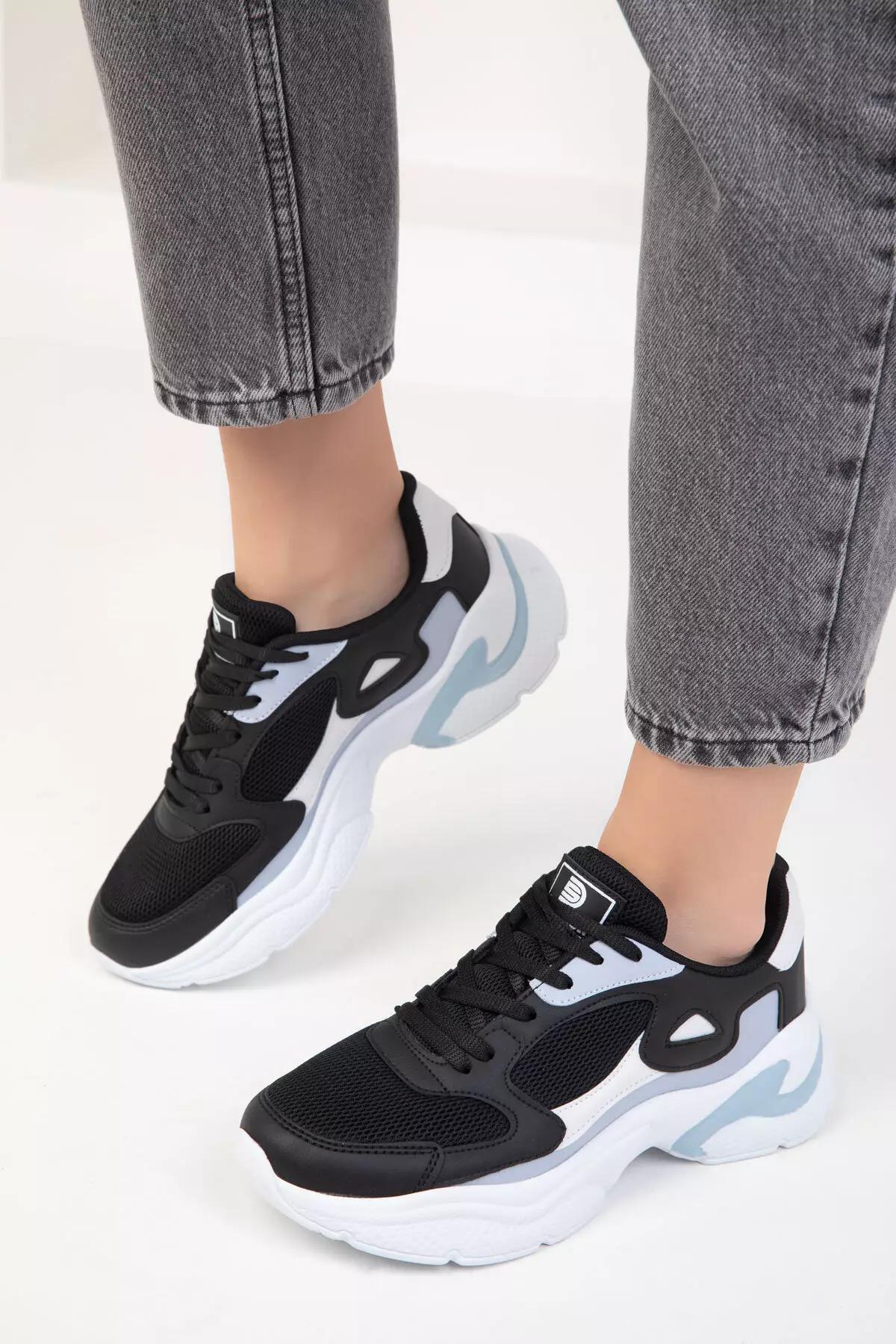 Black-White-Blue Women's Sneakers 18147