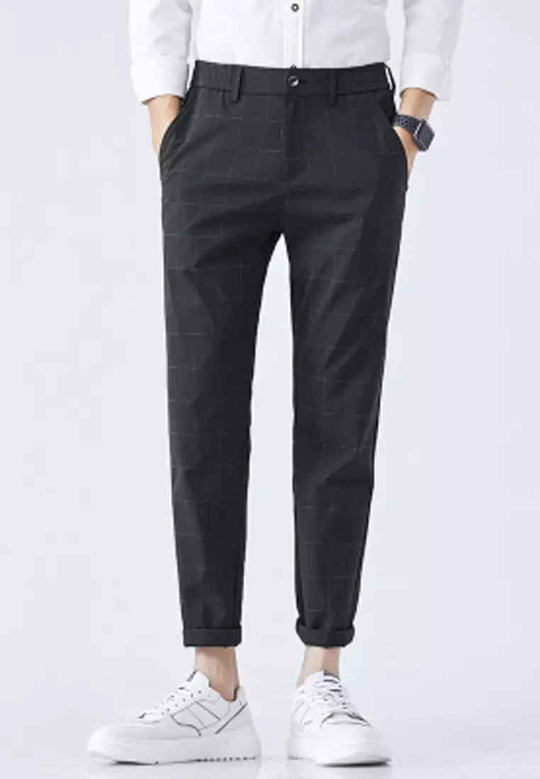 Slim Fit Check Suit Trousers