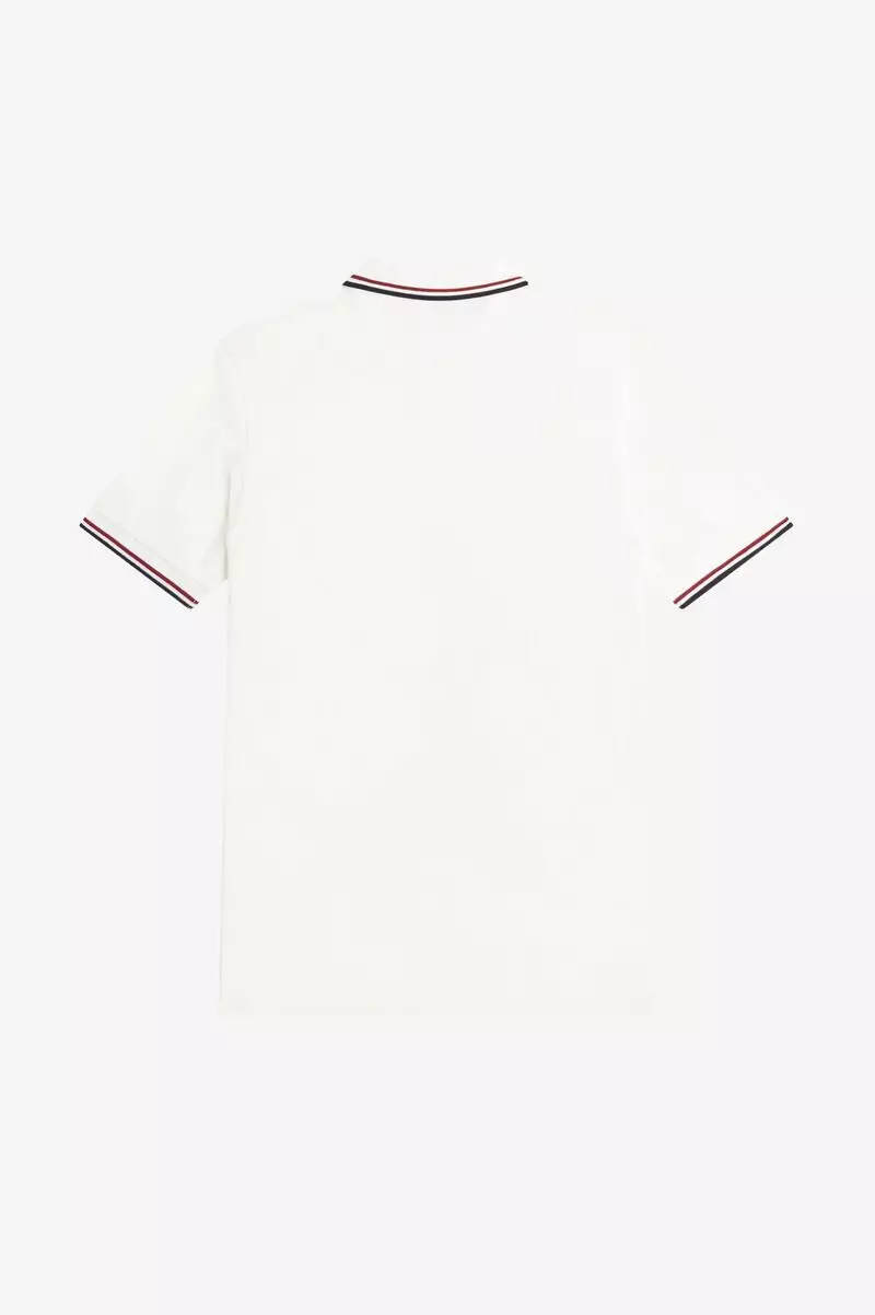 Fred Perry M3600 Twin Tipped Fred Perry Shirt (Snow White / Burnt Red / Navy)
