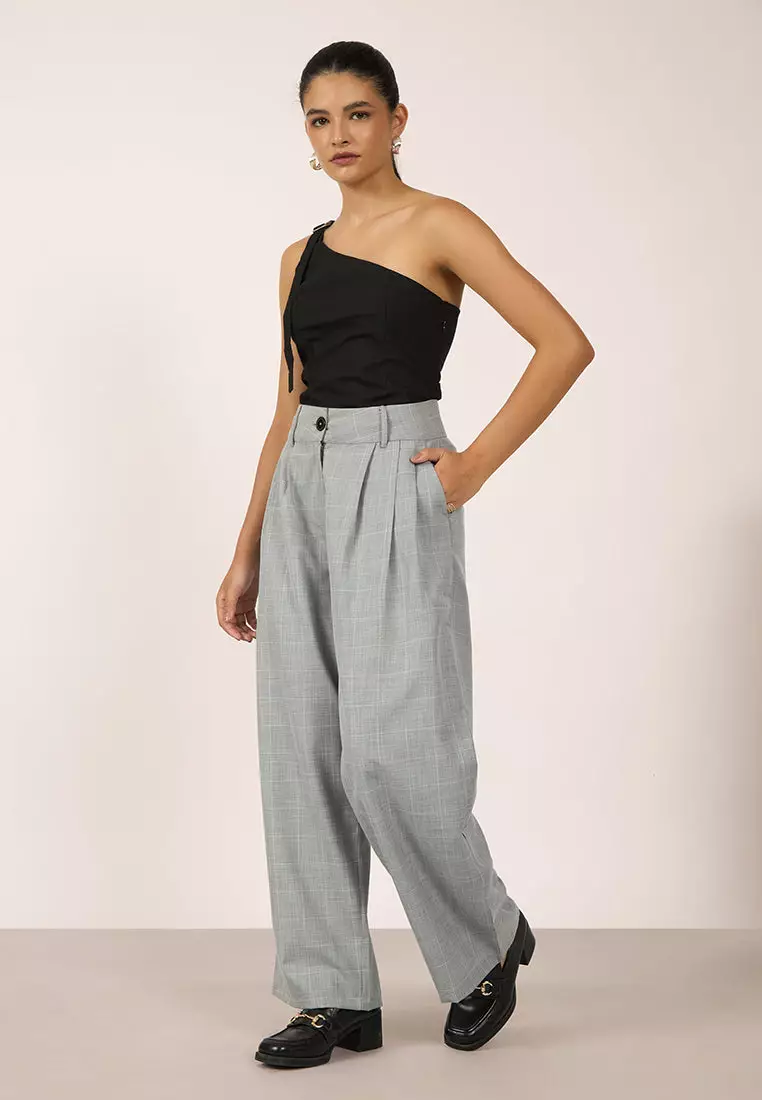 VIRGIO Viscose Stretch Grey Flared Pant
