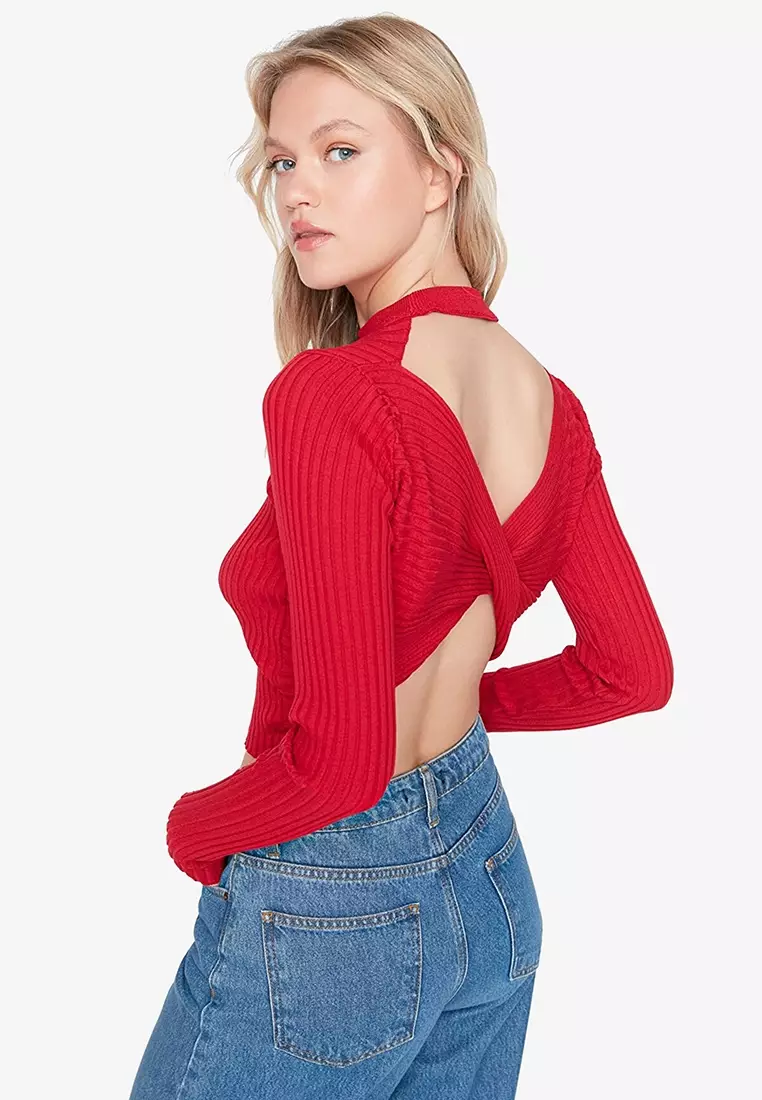 Open back hotsell twist sweater