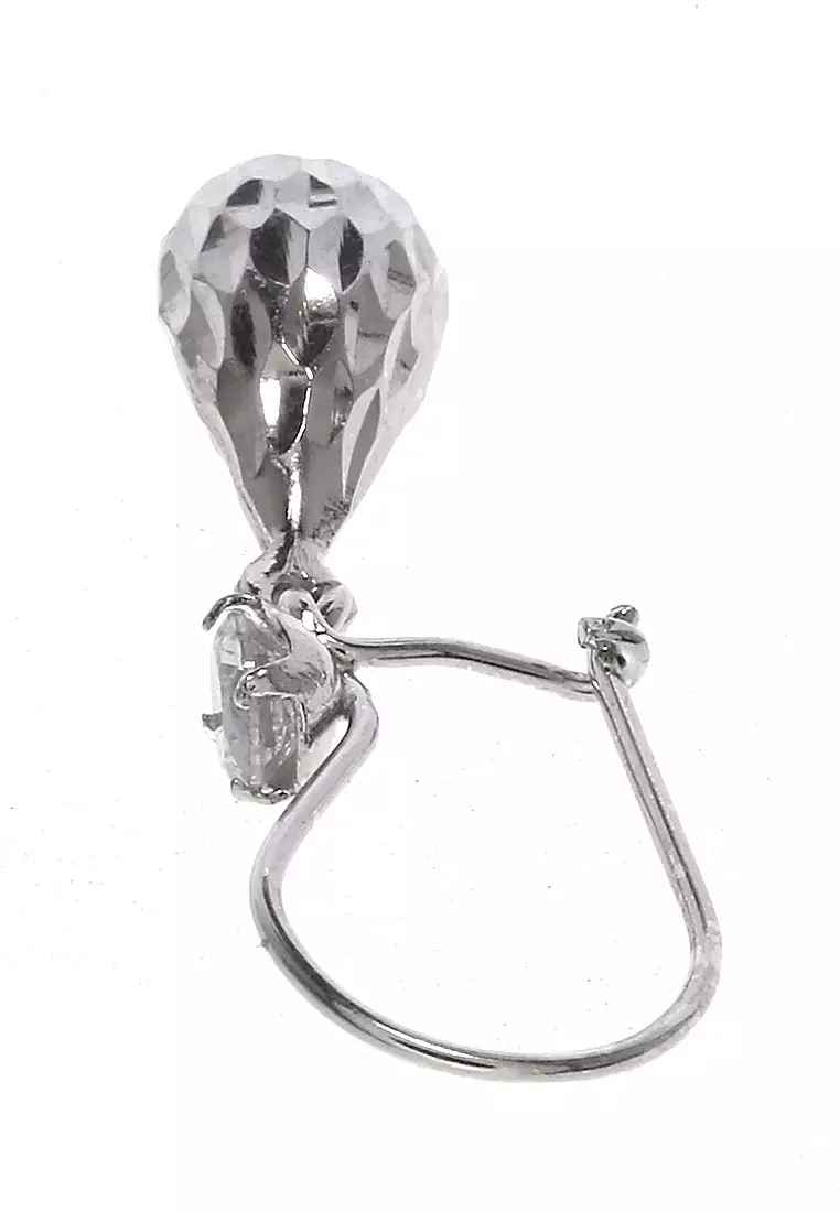 Anting Perak Wanita Lapis Emas Putih Hook Fastening Elegant Look - Perak