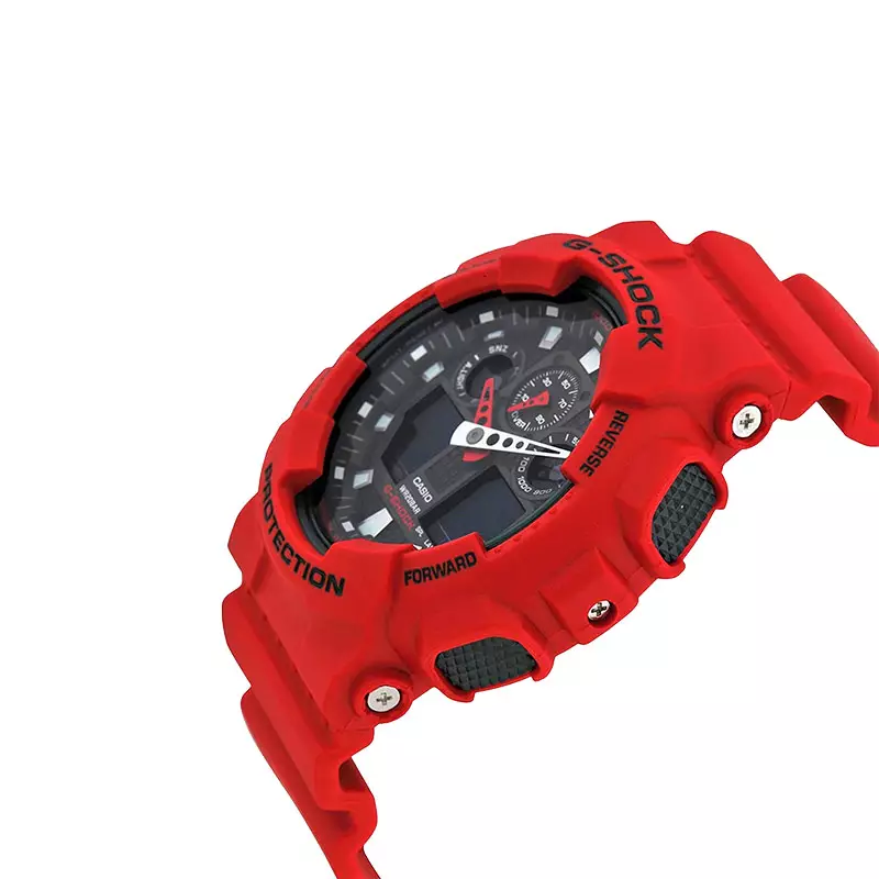 Jam Tangan Pria Casio G-shock GA-100B-4AER Men Digital Analog Dial Red Resin Band