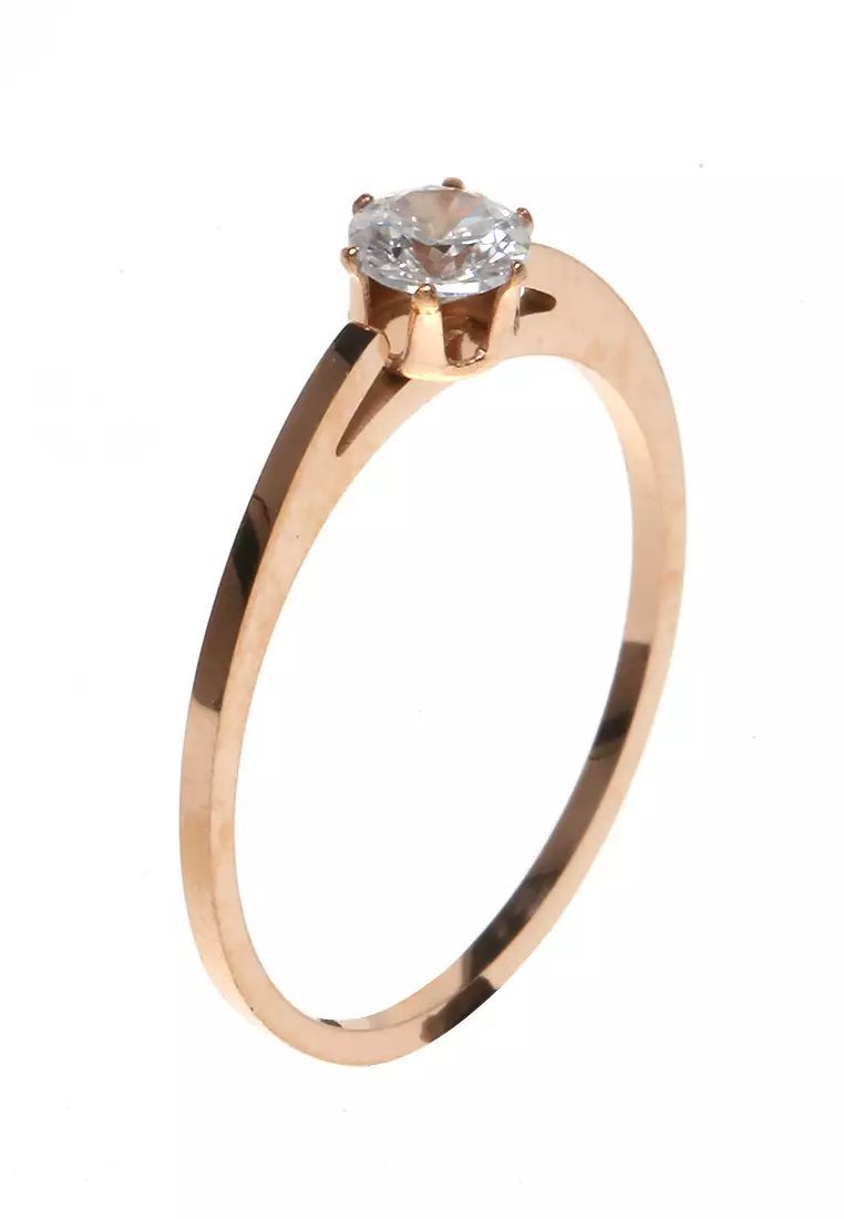 Cincin Diamond Aksesoris Wanita Fashion Ring Premium Quality - Rose Gold