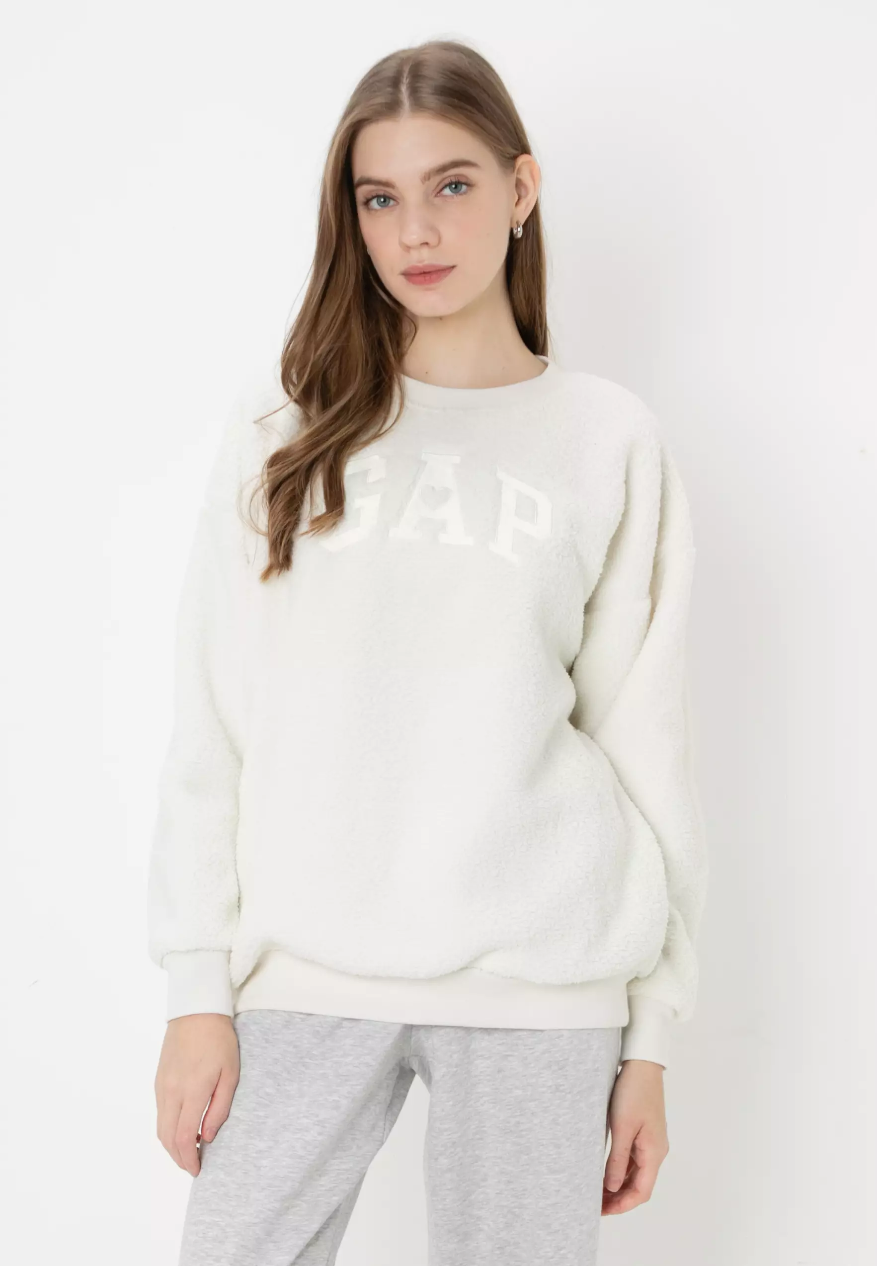 Gap sherpa crewneck sweatshirt sale