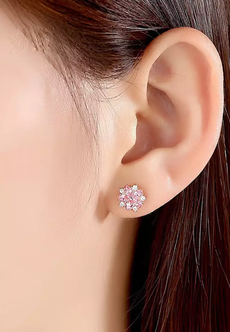 Anting Wanita Titanium Korea Elegan Style Anting Giwang Cewek Original Kotak Indah pink