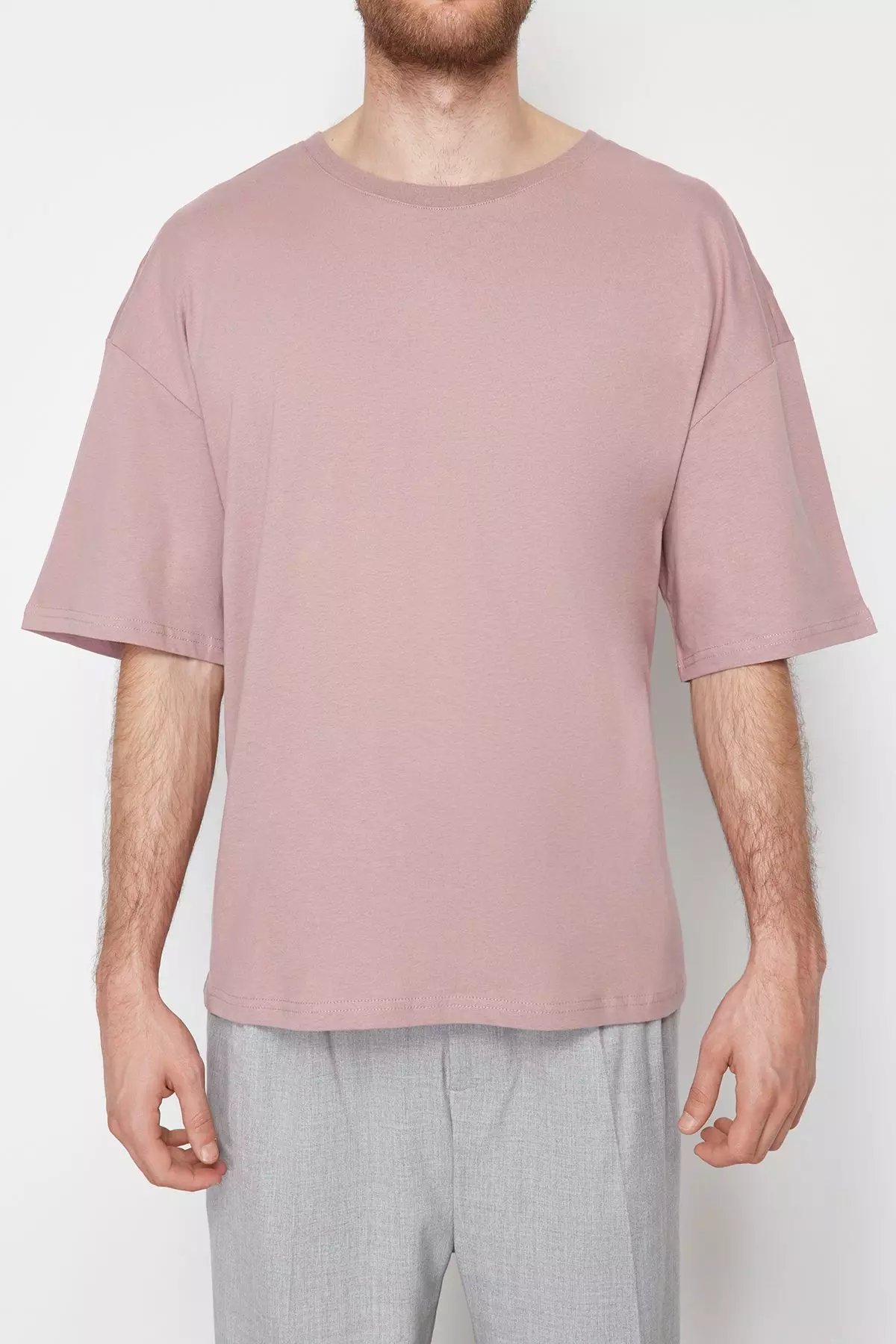 Dusty Rose Oversize/Wide Cut 100% Cotton Short Sleeve Basic T-Shirt TMNSS22TS0318