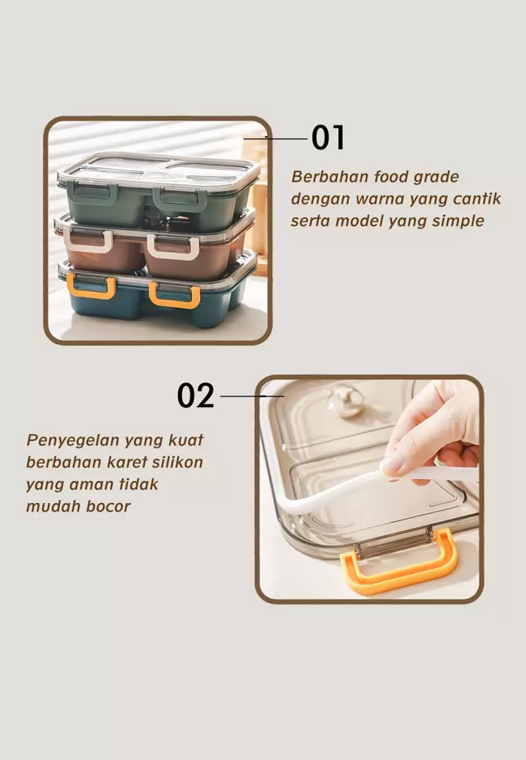 Wakakids Lunch Box Bento 5 Sekat Kotak Makan Bekal Portable BPA Free Anti Tumpah Free Sendok Navy