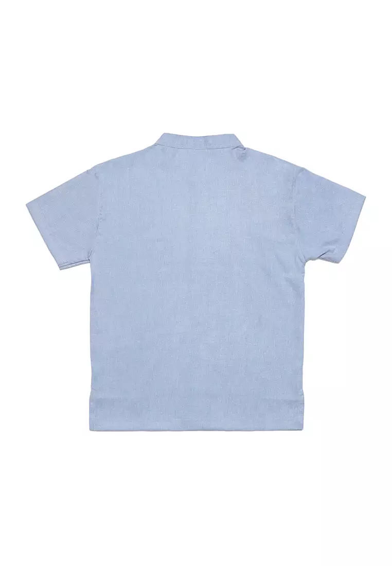 Baju Koko Anak Laki Bordir Arrow Blue Setelan - FOREVER