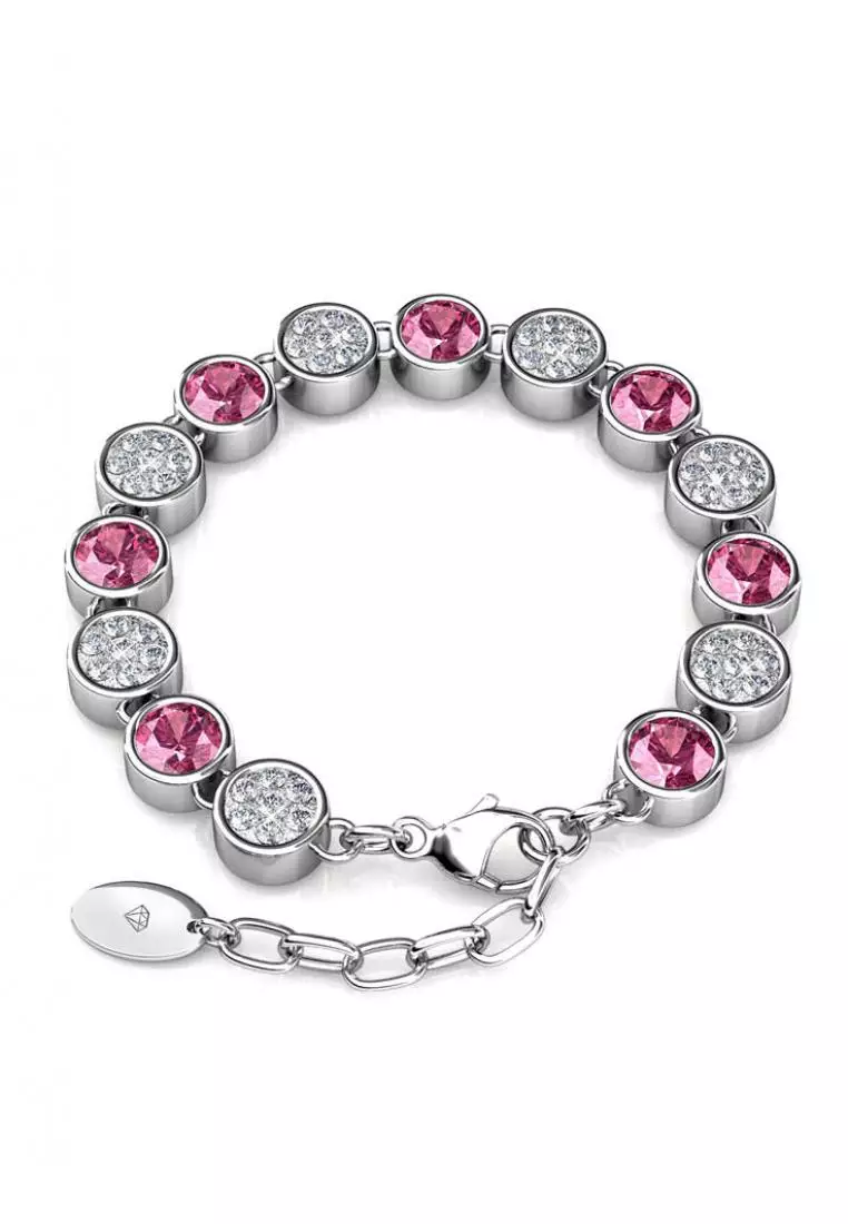 Myriad Birth Stone Bracelet October Pink Tourmaline - Gelang Crystal Swarovski by Her Jewellery