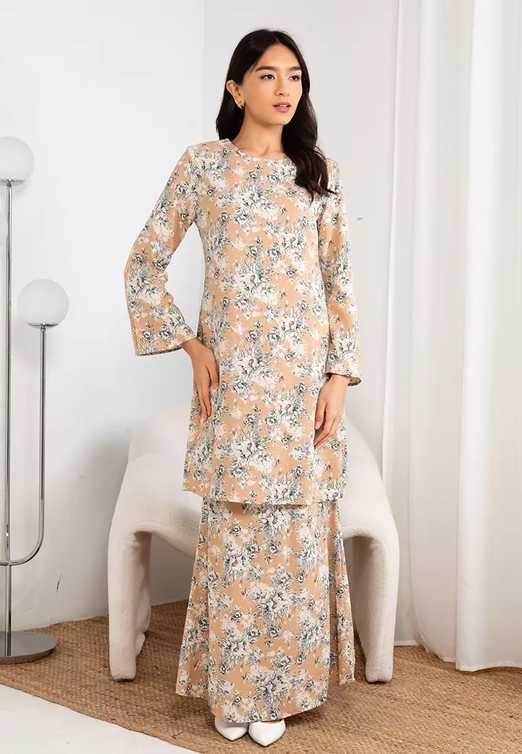 Vintage Dahlia Dusty Yellow Baju Kurung Moden