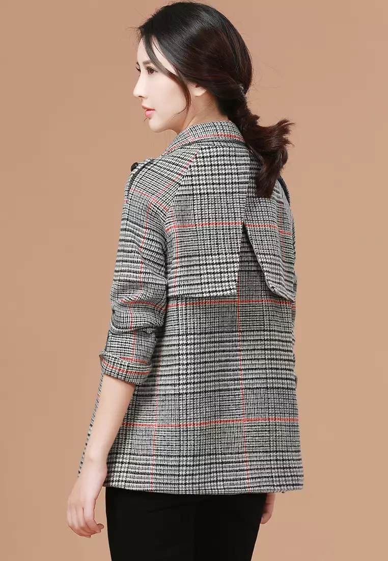 Checkered hot sale coat womens