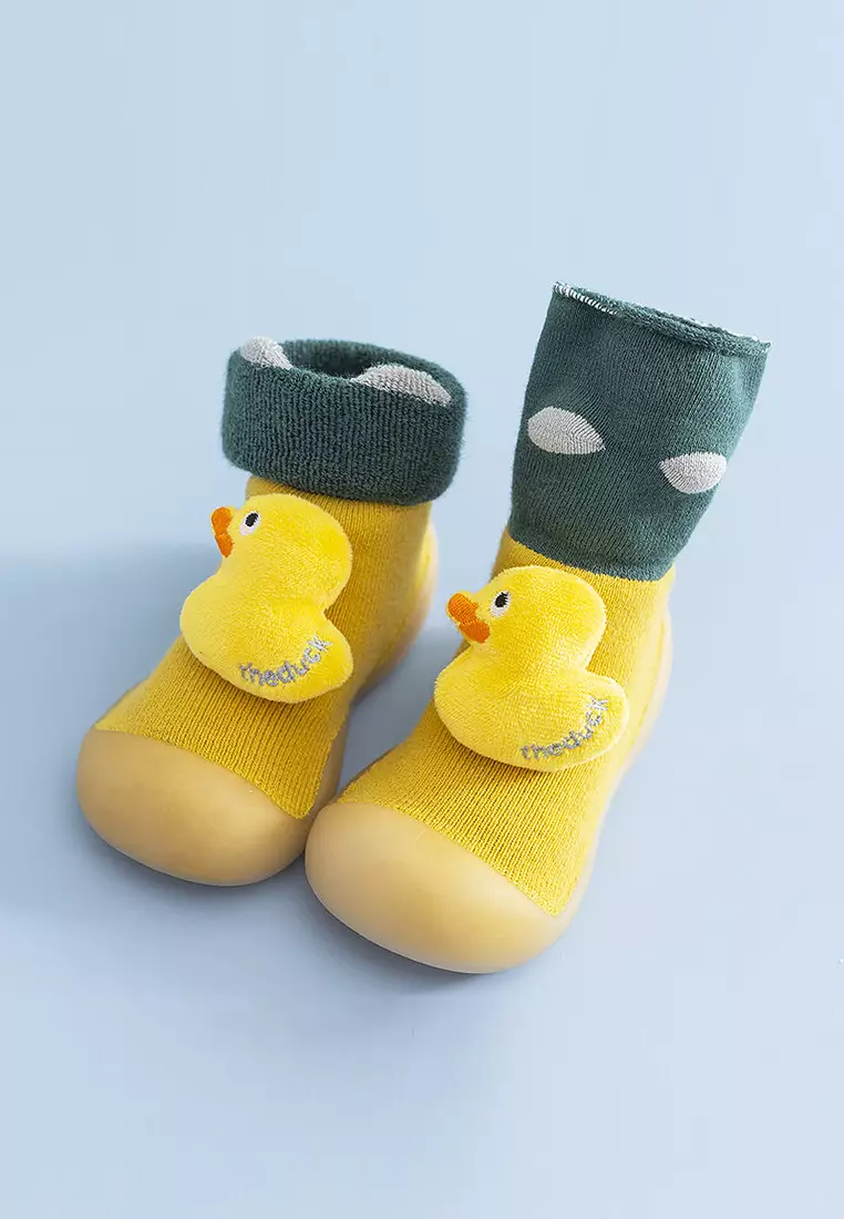Kaos Kaki Sepatu Bayi Prewalker Anak Anti Slip Motif Karakter Boneka 3D Alas Karet Import Venrc Bebek Kuning