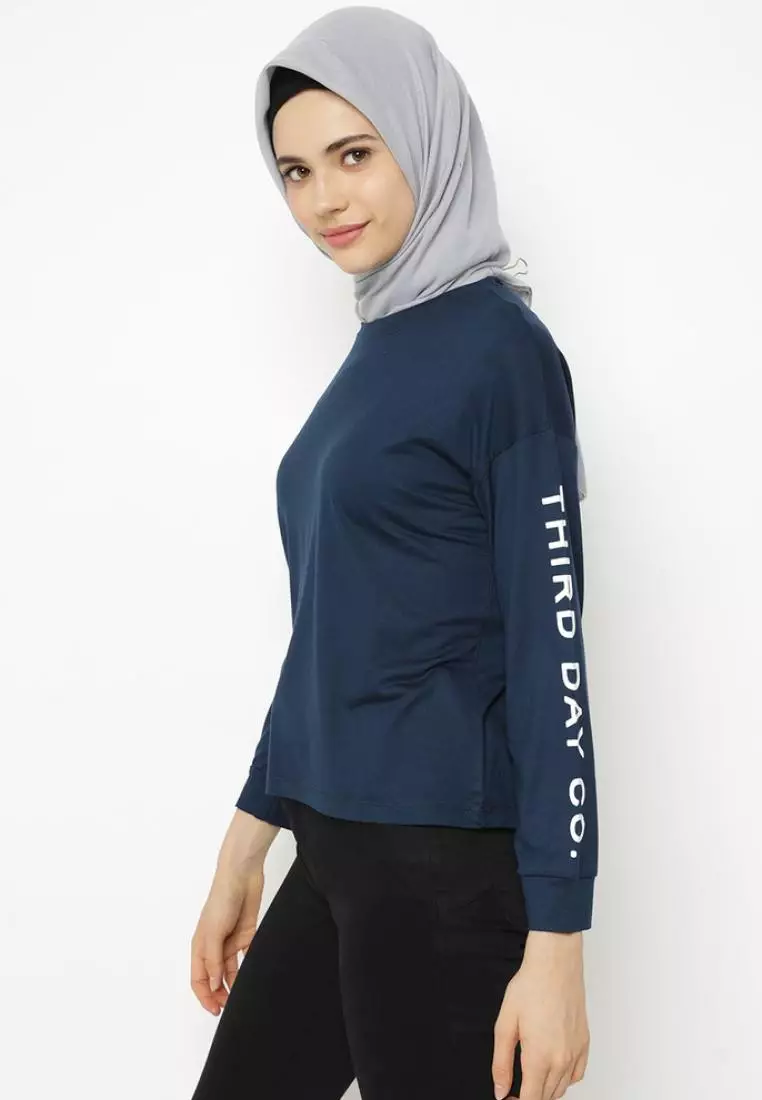 LTC67 lv thirdday co arm navy kaos hijab ladies